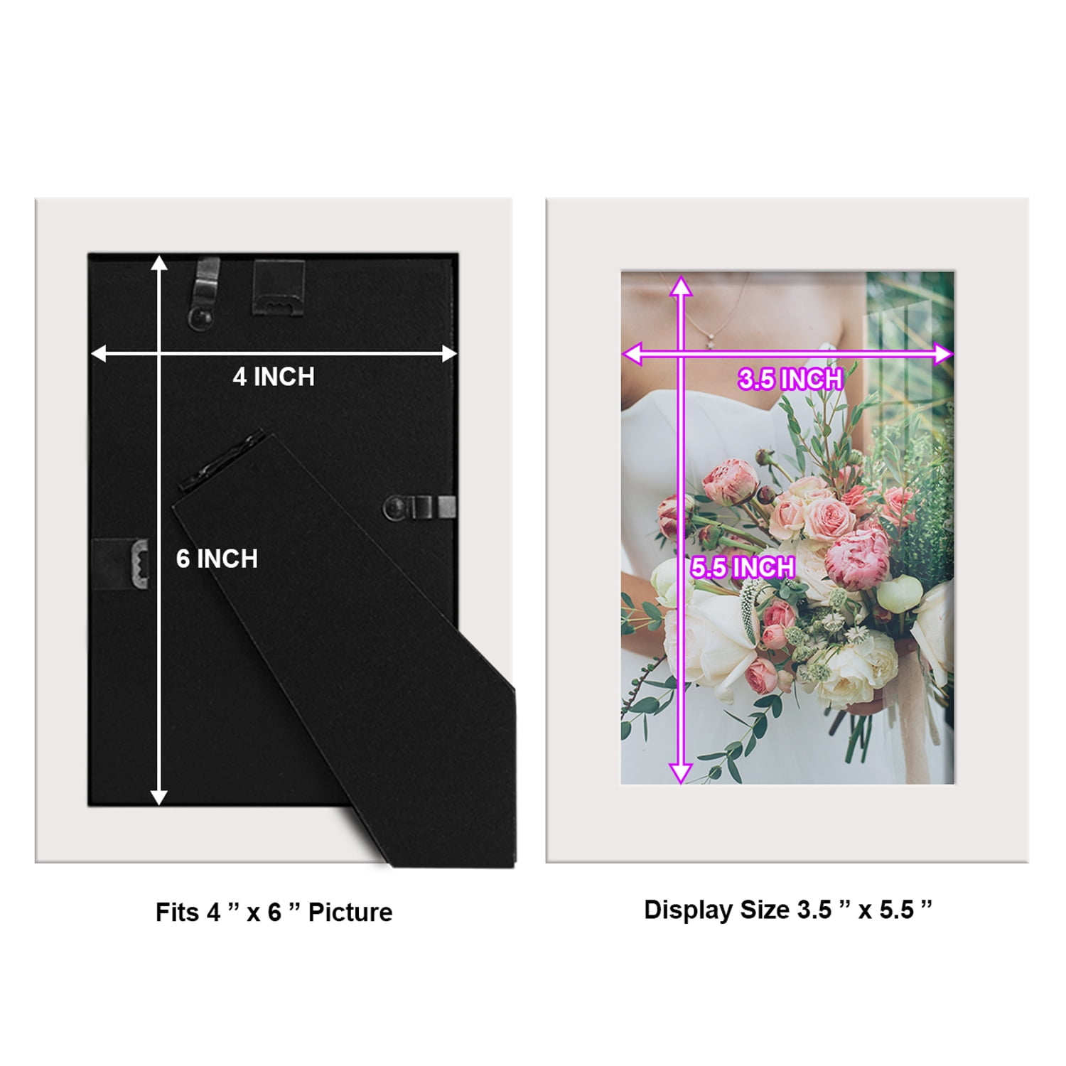 Modern 4 in. x 6 in. White Picture Frame (Set of 2)