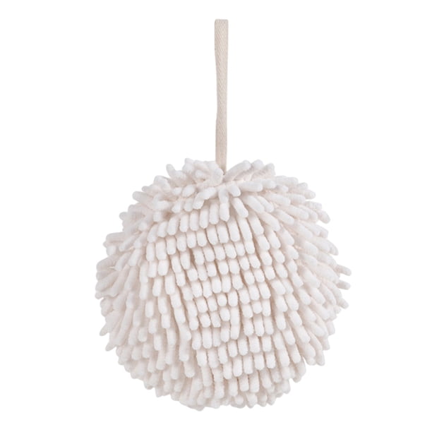 sweethay Toalla de limpieza de manos colgante en forma de bola de cocina Toallas de secado de felpa lavables Toallas de baño suaves absorbentes de agua Blanco 1 Pc sweethay HA011775-01