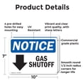 thumbnail image 2 of (2 Pack) Gas Shutoff [Down Arrow] OSHA Notice Sign 10 Inch X 7 Inch Plastic Sign, Weather Resistant, UV Protected for Workplace, Business, and Construction Site, Made in the USA, 2 of 8
