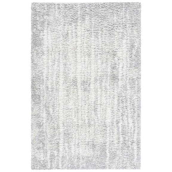 SAFAVIEH Berber Arline Abstract Shag Area Rug, Grey/Ivory, 5'5" x 7'7"