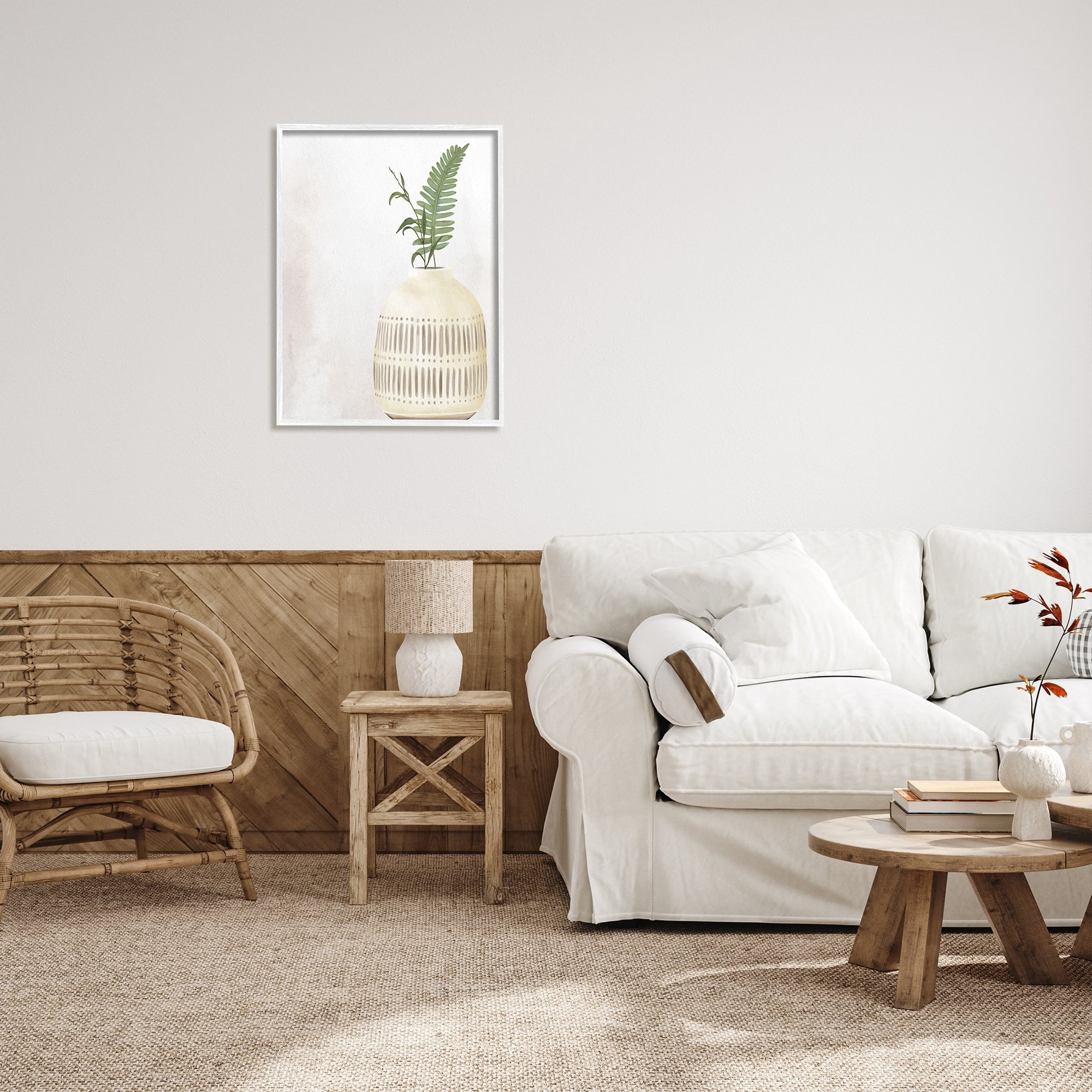 Stupell Industries Varied Herb Plant Sprigs Natural Patterned Vase Painting White Framed Art Print Wall Art, Design by Kim Allen