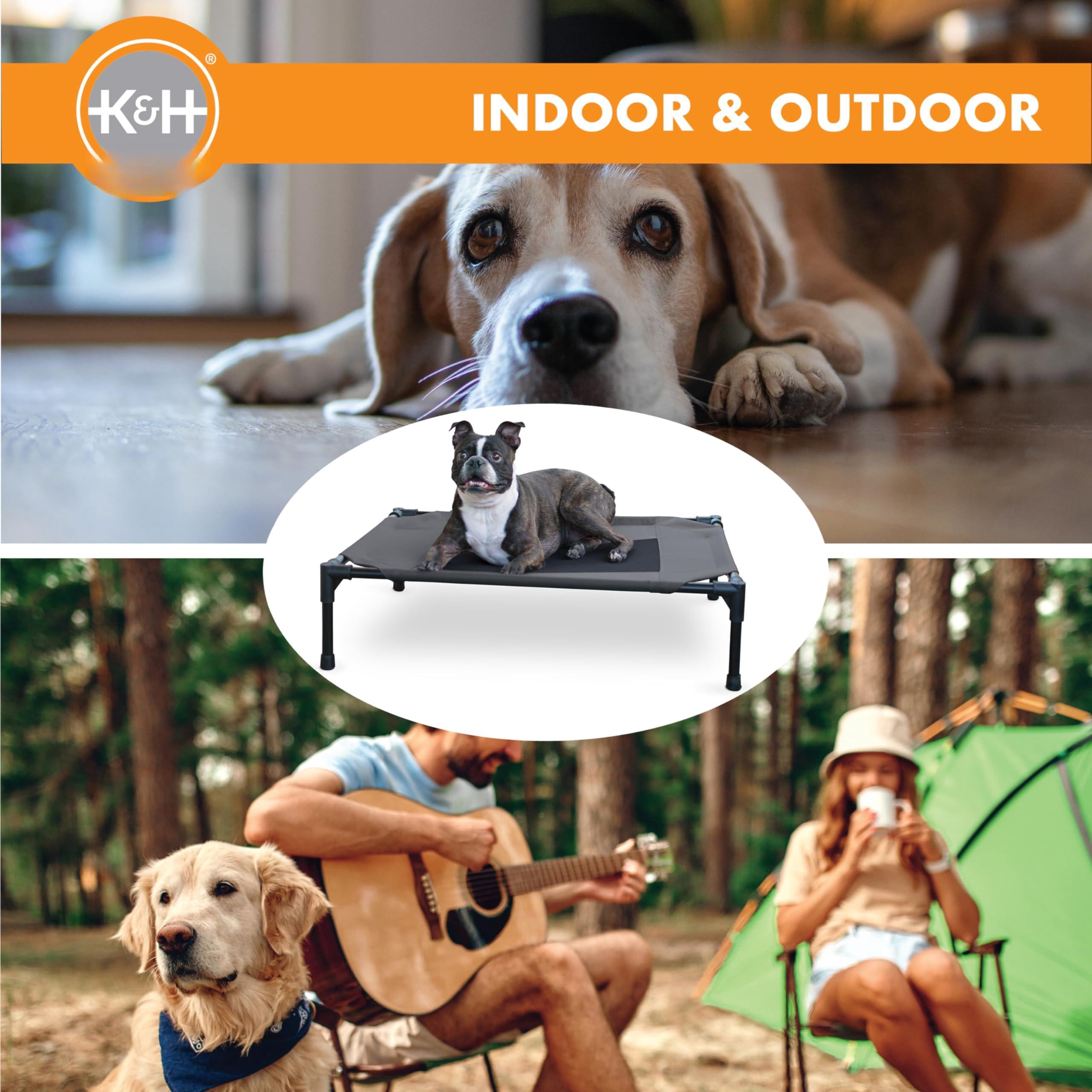 Outdoor Elevated Dog  Breathable Hammock Bed For Medium Dogs Washable Mesh Cover Raised Metal Frame Collapsible Portable - 32 X 25in Charcoal