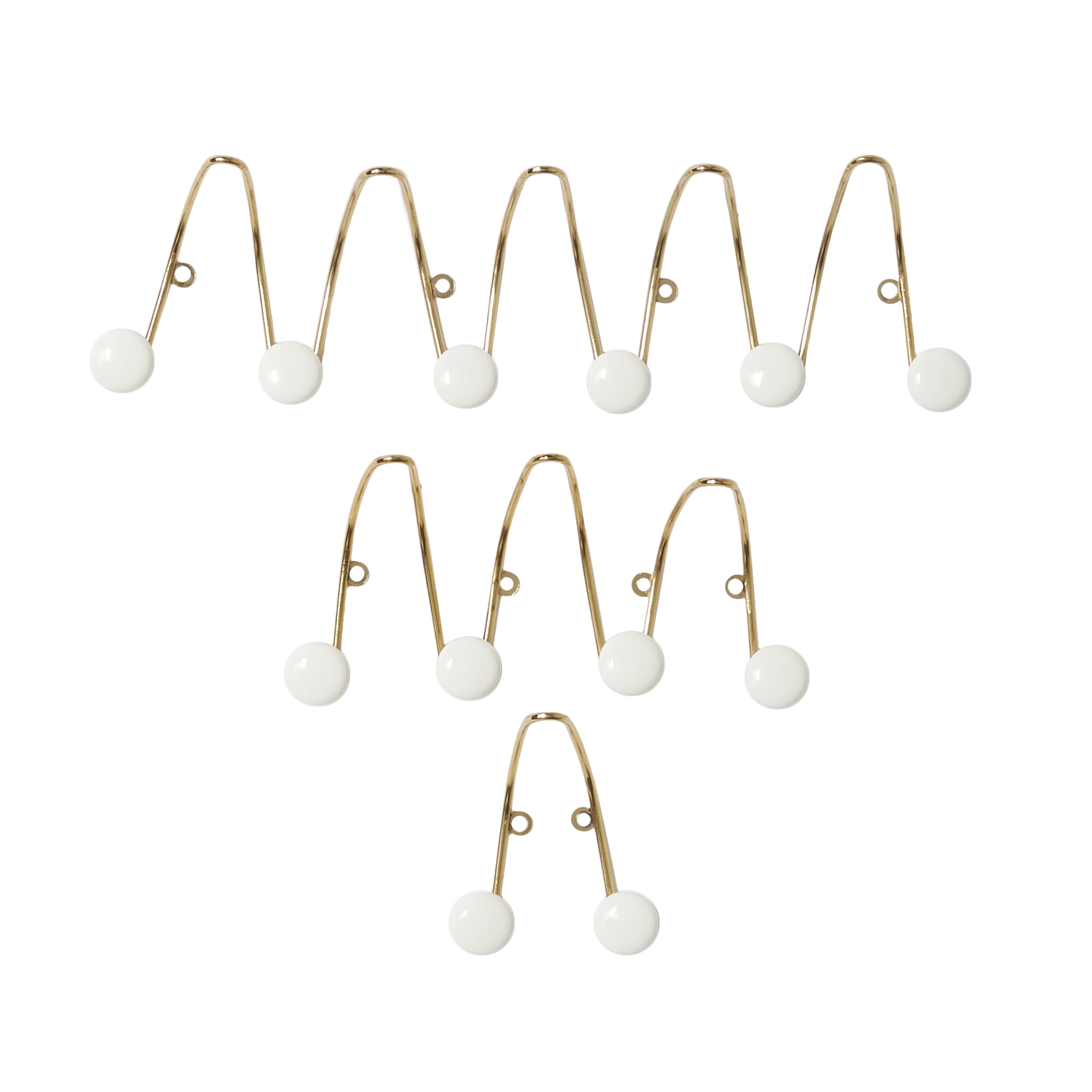 Decmode 46299 Gold Metal Wall Hooks With White Round Knobs, Set Of 3 4