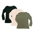 thumbnail image 2 of Green Tea Women's Soft Long Sleeve Brushed Waffle Knit Thermal Top, 2 of 2