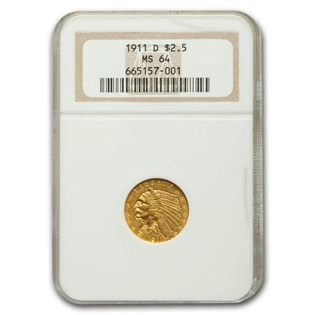 1911 D 250 Indian Gold Quarter Eagle Ms 64 Ngc