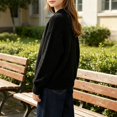 thumbnail image 2 of AUDeals Boys Girls Sweater, Toddler Kids Waffle Knit Crewneck Pullover, Casual Loose Fit Chunky Texture Knitted Sweater for Boys Girls (Black, 11-12 Years), 2 of 4