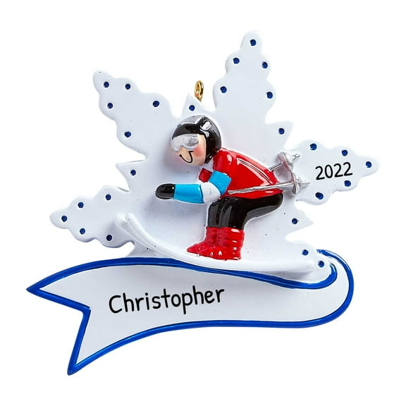 Personalized Skier Ornament - Winter Olympics Decorations, Ski Ornaments for Christmas Tree, Skiing Ornaments for Christmas Tree, I Love Skiing Gifts - Snowflake Skier - Free Customization
