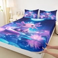 thumbnail image 3 of jejeloiu Cute Cartoon Axolotl Queen Sheet Sets,Pink Lotus Flowers Bed Set For Girls Kids 4pcs, 3 of 7