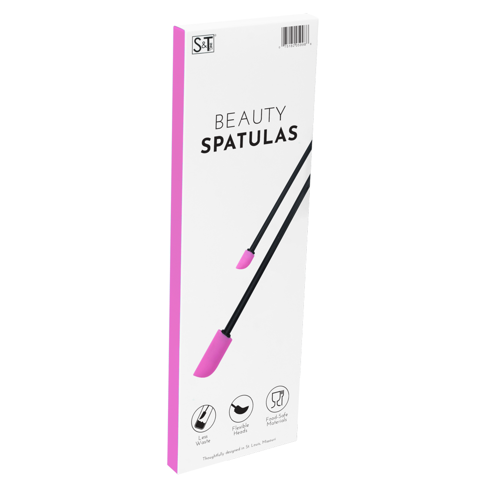 S&T INC. Beauty Spatulas, 2 Piece Set, Large and Small Sizes for Beauty and Kitchen, Black/Pink