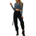 thumbnail image 2 of INSPIRE CHIC Veste Courte de Noël pour Femmes, Col Montant Pailleté, Bleu Marine, 2 of 6