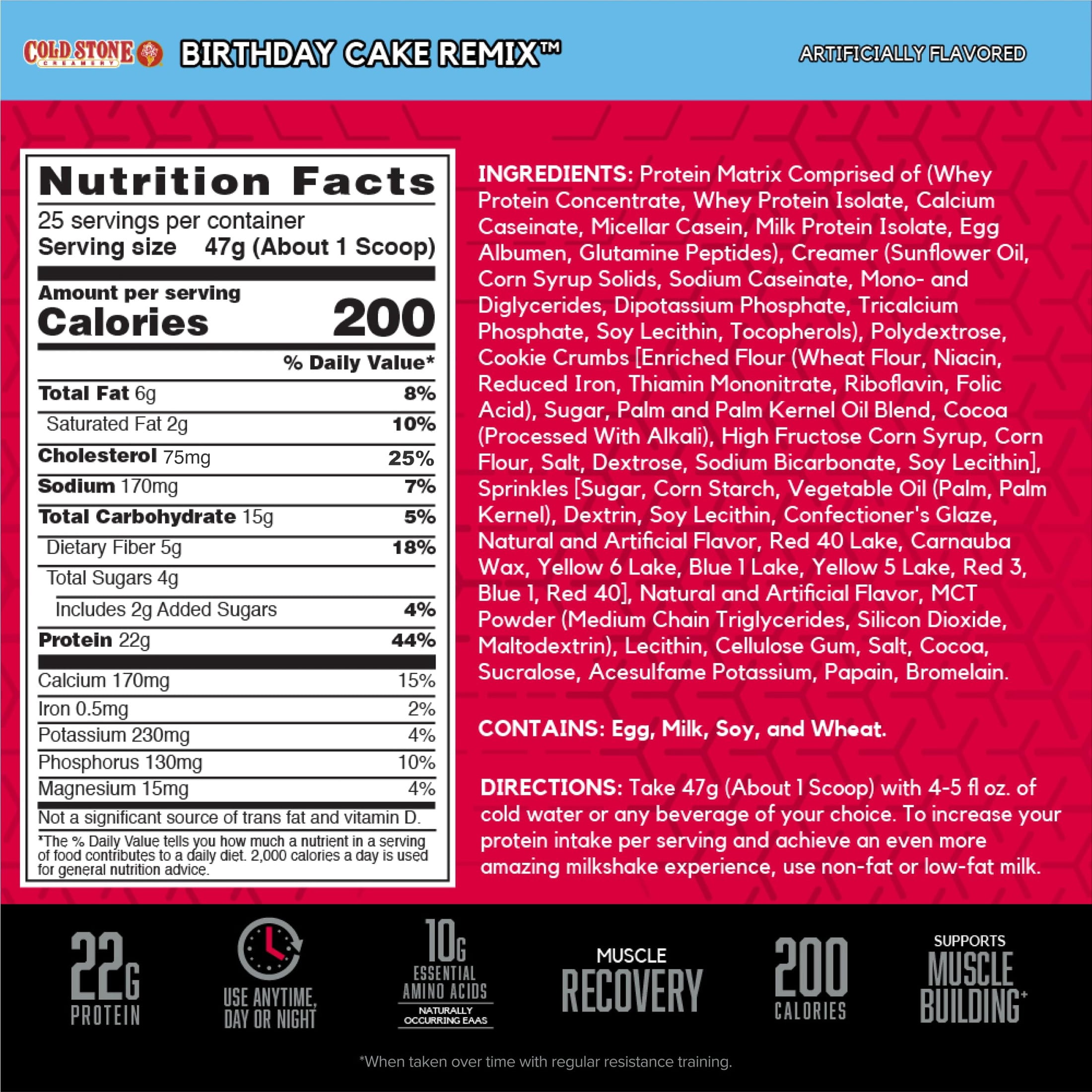 BSN Syntha-6 Whey Protein Powder, Cold Stone Creamery- Birthday Cake Remix Flavor, Micellar Casein, Milk Protein Isolate Powder, 25 Servings
