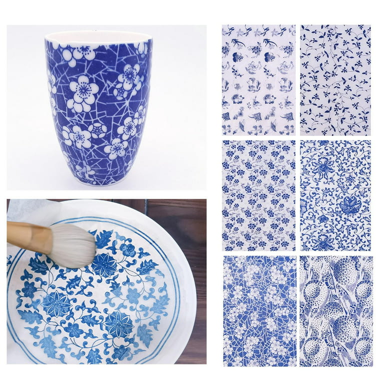  4 Sheets Ceramic Decals Pottery Ceramics Clay Transfer Paper  Glaze Underglaze Flower Paper Porcelain Decal Paper Underglaze Transfers  For Pottery