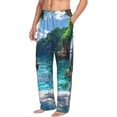 thumbnail image 2 of Uemuo Tropical Paradise Window View Pattern Men's Wide Leg Palazzo Lounge Pants with Pockets Light Weight Loose Comfy Casual Pajama Pants-XX-Large, 2 of 9