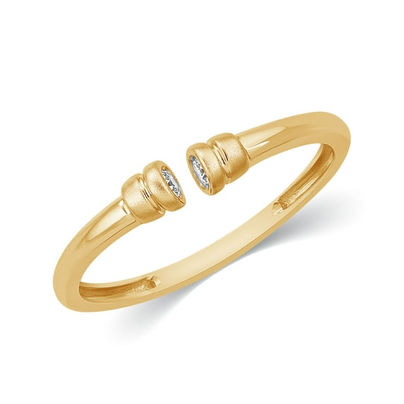 CARATS FOR YOU 0.04 CT Bezel Round Inge Diamond Band Ring Women In 14K Yellow Gold (I-J Color, I2-I3 Clarity), Ring Size-8.5