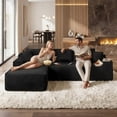 thumbnail image 2 of Aukfa 96" Cloud Sectional Couch, Modular L Shaped Boneless Sofa with Left Facing Chaise&2 Storage Pockets, Black, 2 of 8