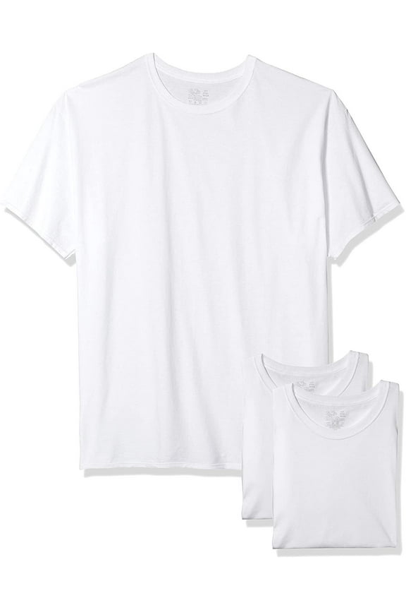 4 Pack of Men's Crew T-Shirt, White, Medium