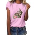 thumbnail image 4 of Pascua mujer casual manga corta impreso cuello redondo blusa camiseta damas tops Pompotops hkajfhjk461088, 4 of 7