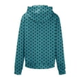 thumbnail image 3 of Women's Polka Dot Print Drawstring Hooded Sweatshirt with Pocket, Soft Breathable Long Sleeve Casual Pullover for Spring Autumn Streetwear, Beach Vacations and Daily Fashion Sky Blue S, 3 of 6
