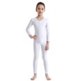 thumbnail image 2 of Aislor Kids Girls Long Sleeve Bodysuit Full Body Unitard Ballet Dance Gymnastics Leotard Dancewear White 5-6, 2 of 7