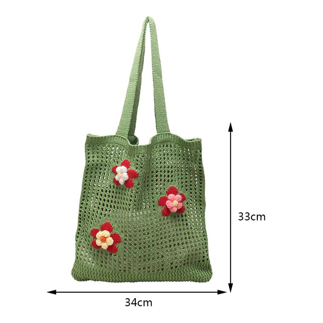 Bolsa de axila para mujer Bolsas de malla hueca con flor tridimensional (verde) Hugtrwg Para Estrenar