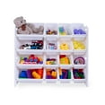 thumbnail image 2 of UNiPLAY Toy Organizer With 16 Removable Storage Bins, Multi-Bin Organizer for Books, Building Blocks, School Materials, Toys with Baseplate Board Frame (White), 2 of 7