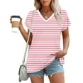 thumbnail image 2 of Maean Womens Plus Size Shirts Striped Short Sleeve Tee Crew Neck Causal Summer Tshirts Tops S-3XL, 2 of 5