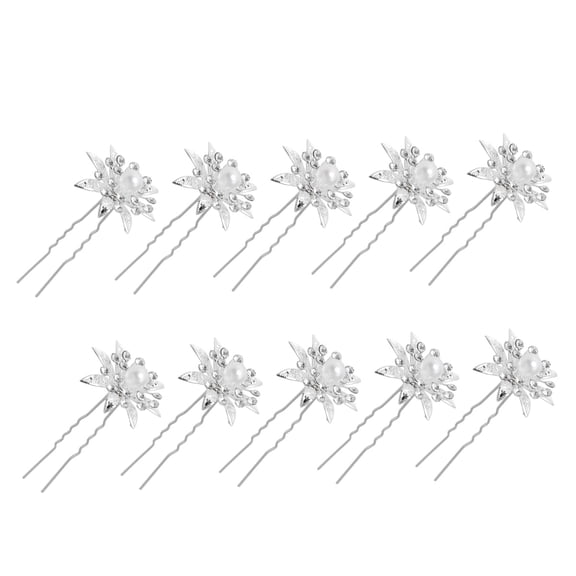 OFFIGAM 10 Pcs U Shaped Hairpins Rhinestone Hair Decoration for Wedding Bride Women Party White
