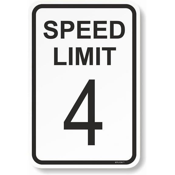 8 x 12 inch Speed Limit 4 Aluminum Sign - White Black Funny Metal Street Sign Warning Traffic Road Sign