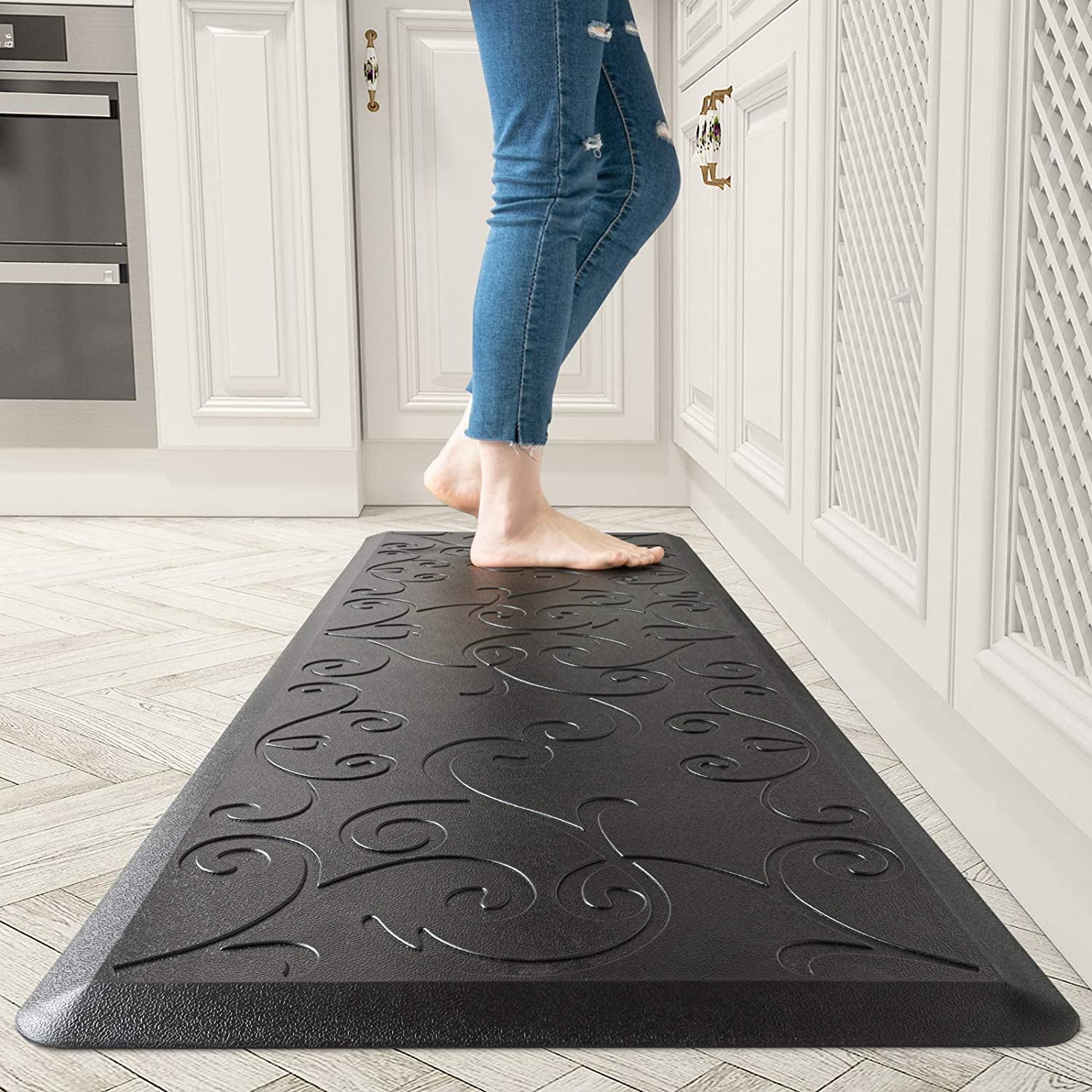 SIXHOME Floral Kitchen Rugs Cushioned Anti Fatigue Kitchen Mat 1/2 Inch
