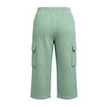 thumbnail image 4 of Cargo Capri Pants for Women with Pockets Straight Leg Loose Fit Drawstring Waisted Casual Capris, 4 of 6