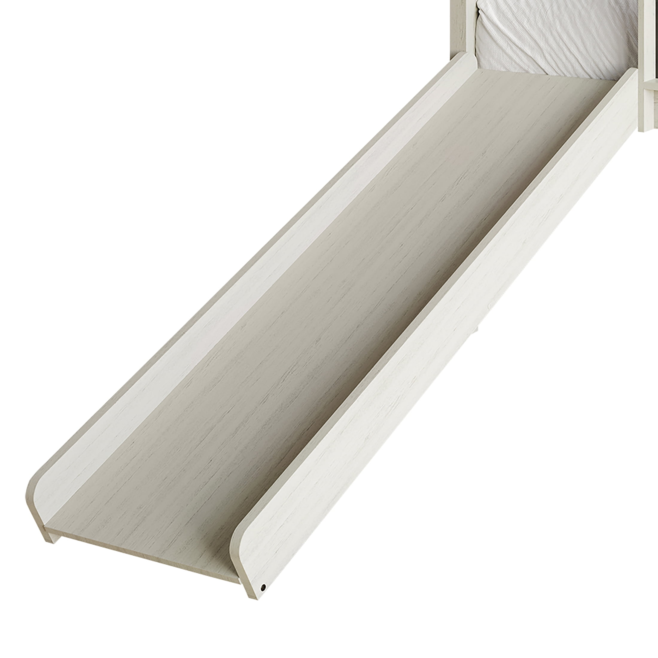 Castle Place Wooden Twin Junior Loft Bed with Chalkboard and Slide, Antique Grey