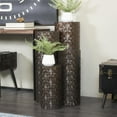thumbnail image 2 of DecMode 36", 32", 24", 18"H Brown Metal Abstract Tall Slim Pedestal Table with Grooved Shell Design, 4-Pieces, 2 of 7