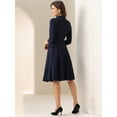 thumbnail image 3 of DARING DIVA Women's 2 Pcs Long Sleeve Jacket Pleated Skirt Suit Sets S Dark Blue, 3 of 5