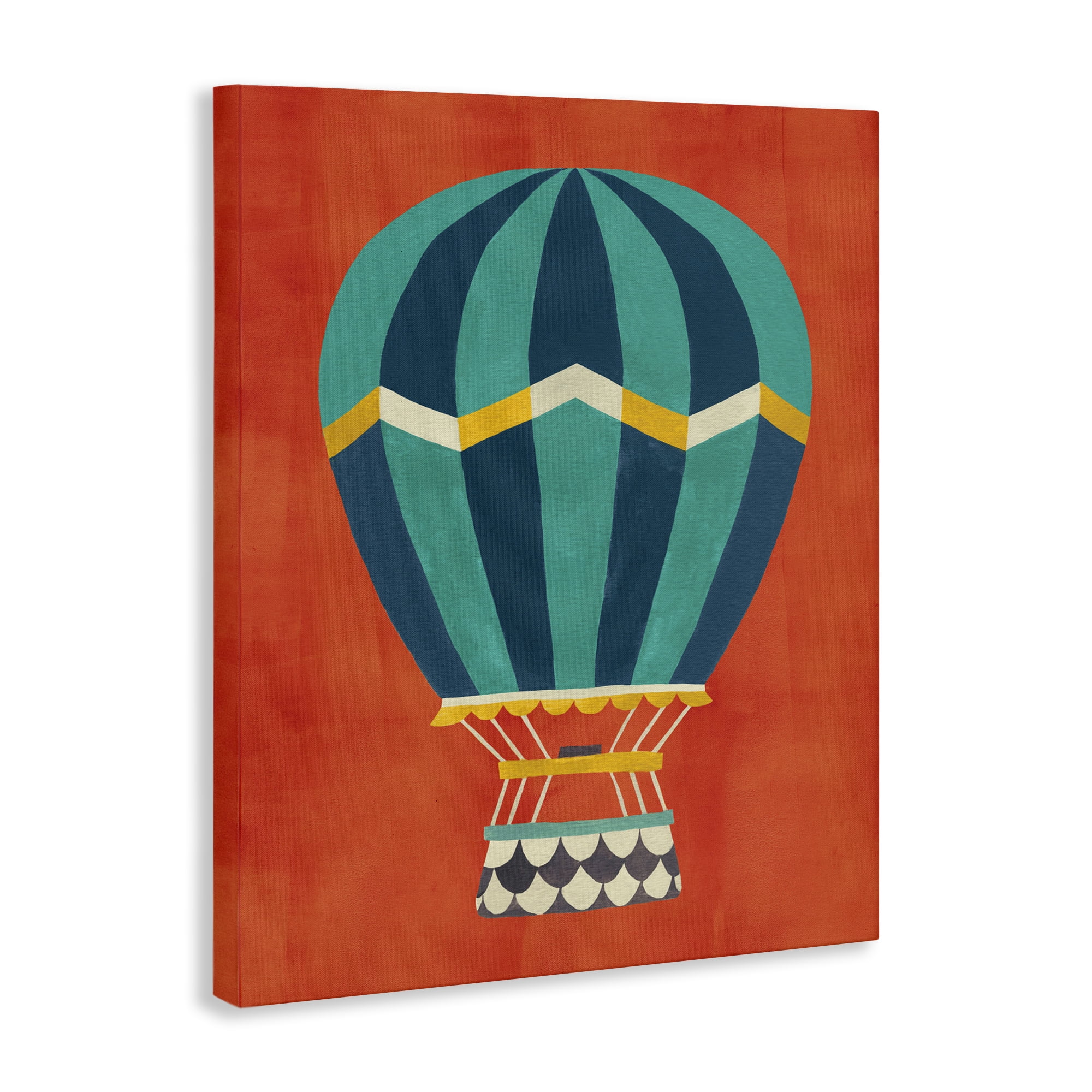 Stupell Industries Hot Air Balloon on Red Transportation Painting Wrapped Canvas Art Print Wall Art, 36 x 48