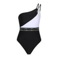 thumbnail image 3 of Women One Piece Swimsuits Tummy One Shoulder Bathing Suits Ruched Asymmetric Swimwear, 3 of 5