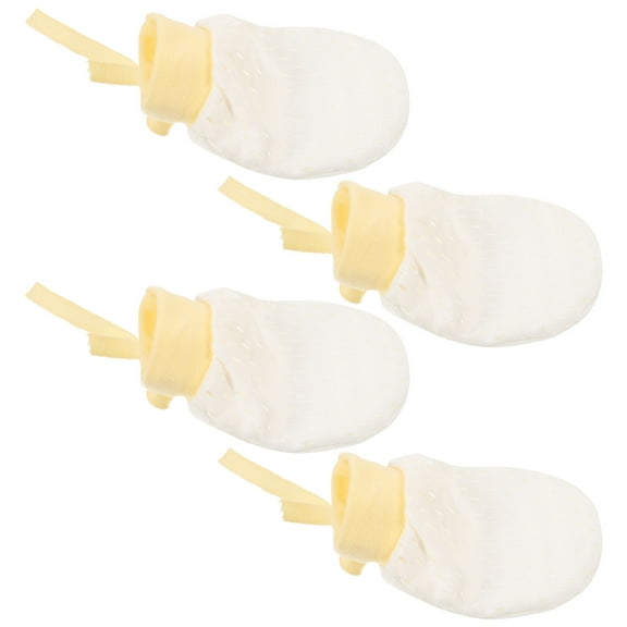 Worgeous 2 Pairs Breathable Drawstring Gloves No Scratching Mitten for Newborn Toddler Infants