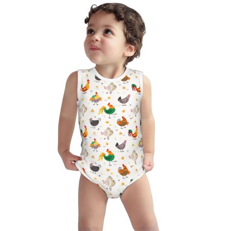 

Vsdgher Funny Chicken Print Baby Unisex Baby Cotton Sleeveless Bodysuits Soft and velvety comfortable and breathable