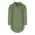 thumbnail image 3 of ShomPort Cotton Dress for Women Button down Shirt Dresses Long Sleeve Loose Midi Dresses Solid Color Tunics, 3 of 5