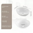 thumbnail image 2 of KFFKFF Oval Basin, 16" x 13.4" Countertop Ceramic Sink, White Above Counter Bathroom Bowl, Modern Design, Securely Packaged for Home, Hotel, Restroom, RV, 2 of 9
