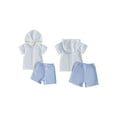 thumbnail image 2 of BemeyourBBs Toddler Terry Cloth Swim Cover Up Baby Boy Girl Swimsuit Trunks and Short Sleeve Plaid Striped Coverup Towel Zipper Hoodies Top Shorts Set Beach Bathing Suit Swimwear, 2 of 9