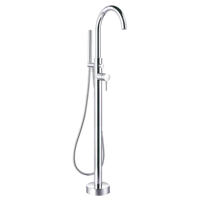 Ancona Prima Floor Mount Bathtub Faucet with Shower Head in Chrome