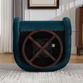 thumbnail image 2 of Lunale Swivel Accent Barrel Chair with Plush Pillow, 360 Degree Modern Pumpkin-Shaped Armchair for Living Room, Teal Velvet, 2 of 4