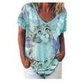 thumbnail image 2 of Blouse à Manches Courtes Grande Taille pour Femmes Été Imprimé Col en V Chemise à Manches Courtes Tunique Décontractée Blouse Col en V T-Shirt Femmes en Solde, 2 of 9