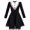 Black, variant on Girls Dress School Uniform White Collar Long Sleeve Striped 4