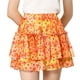 thumbnail image 1 of AllegK MinifalPaMujer Faldas Cortas Con Volantes Florales De Verano De CintuAlLindas naranS, 1 of 6