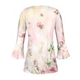 thumbnail image 4 of Bohemian Tops for Women Trendy 2025 Sexy Elegant t-Shirt Boho Floral Print 3/4 Bell Sleeve v Neck Shirts Blouse, 4 of 4