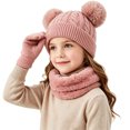 thumbnail image 5 of 3 Pcs Kids Winter Beanie Hat Scarf Gloves Set Boys Girls Knit Thick Warm Fleece Lined Sets for Outdoor Play Ski Wear Watermelon Red 2-10 Years, 5 of 5