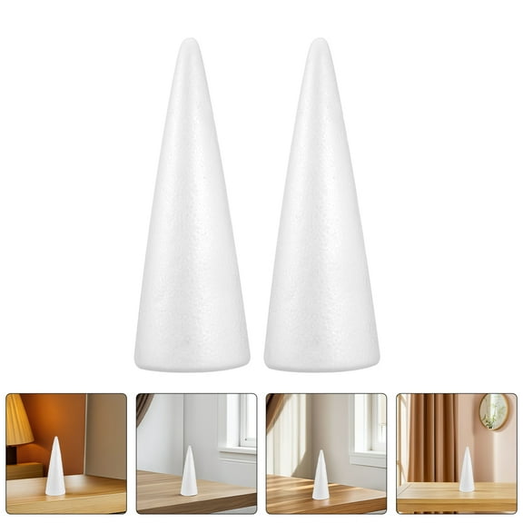 Raindrops  2 Pcs Xmas Tree Shaped Foam Dried Flower Florist Cones Child White