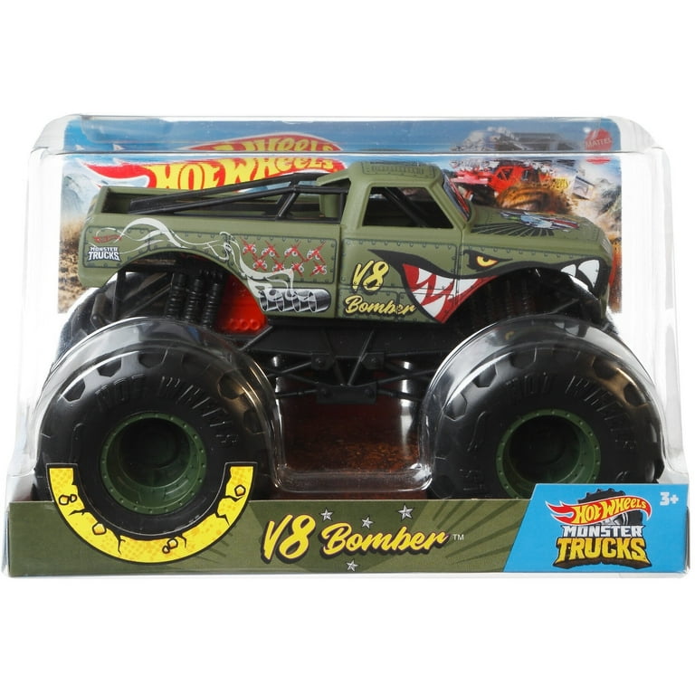 Hot Wheels Monster Trucks Bone Shaker die-cast 1:24 Scale Vehicle with  Giant Wheels for Kids Age 3 to 8 Years Old Great Gift Toy Trucks Large  Scales