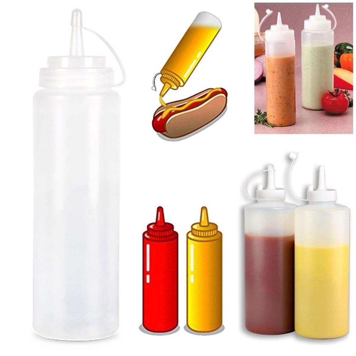 Kitchen BBQ Picnic Restaurant Squeeze Condiment Dispenser Bottle Ketchup 